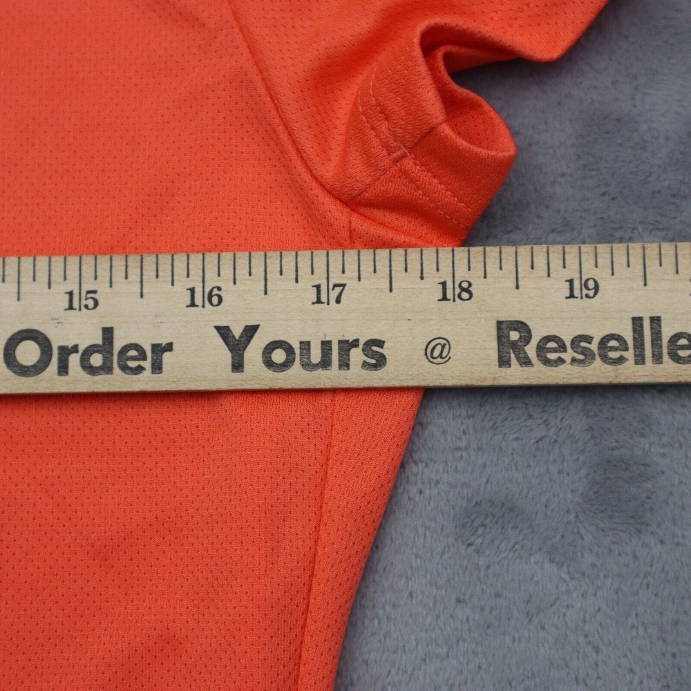 Adidas Shirt Womens M Orange Short Sleeve Crew Neck Logo Pullover Running Top - Picture 5 of 16